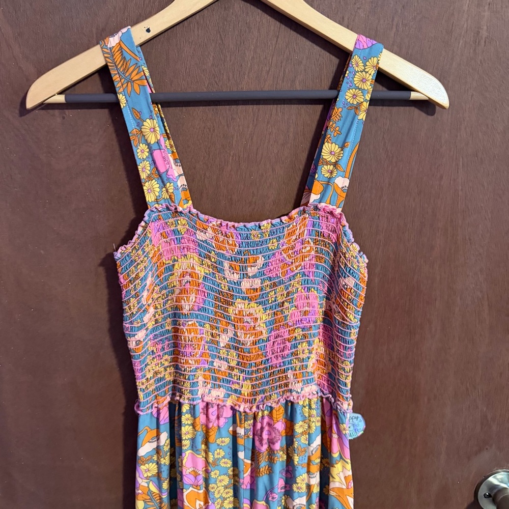 Natural Life Floral Wide-Leg Jumpsuit with Smocked Bodice Boho Vibes Size Medium - Picture 9 of 9